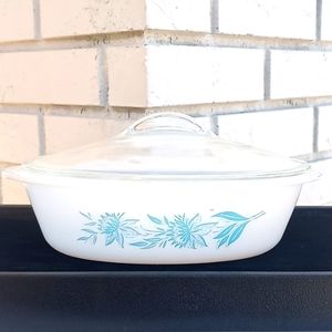 Vintage Glasbake Milk Glass Casserole Dish. Circa 1960-s. J-235